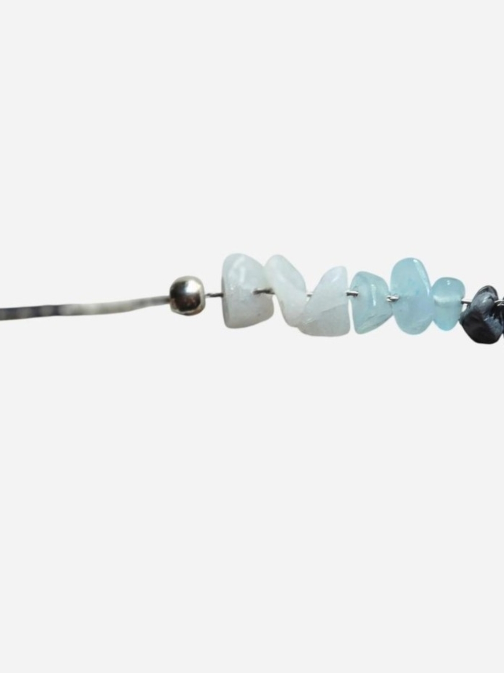 Delicate Aquamarine and White Bead Women's Bracelet